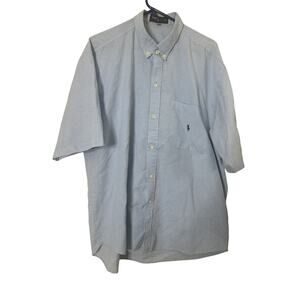 Ralph Lauren Yarmouth Mens Short Sleeve Button Up Shirt Plaid Blue Size 3XL